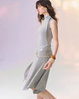 Asymmetric-Hem Midi Skirt