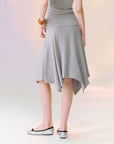 Asymmetric-Hem Midi Skirt in Gray ¡ª view 4
