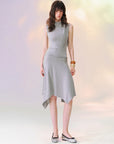 Asymmetric-Hem Midi Skirt