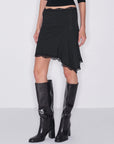 Asymmetric Lace-Panel Modal Skirt