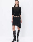 Asymmetric Lace-Panel Modal Skirt