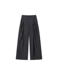 Bow-Pocket Pleated Wide-Leg Pants
