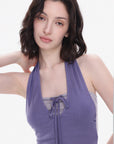 Contrast-Panel Halter Tie Top