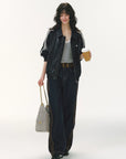 Contrast-Stripe Collared Zip Jacket