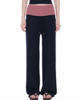 Contrast-Waist Micro-Flare Pants