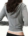 Cropped Two-Way Zip Hoodie