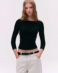 Cross-Shoulder Boatneck Top