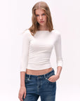 Cross-Shoulder Boatneck Top