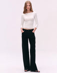 Cross-Shoulder Boatneck Top