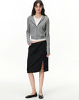 Curved-Seam Side-Slit Midi Skirt