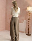 Double-Pleat Barrel-Leg Pants