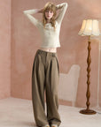 Double-Pleat Barrel-Leg Pants