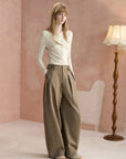 Double-Pleat Barrel-Leg Pants