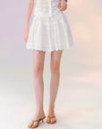 Embroidered Drawstring Mini Skirt