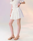 Embroidered Drawstring Mini Skirt
