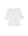 Embroidered Square-Neck Top