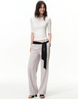 Fitted Elbow-Sleeve Crewneck Top