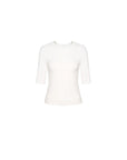 Fitted Elbow-Sleeve Crewneck Top