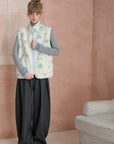 Floral Stand-Collar Zip Vest