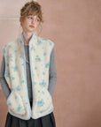 Floral Stand-Collar Zip Vest