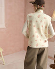Floral Stand-Collar Zip Vest