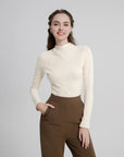 Thermal Mock Neck Irregular Line Bottoming Top