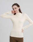 Thermal Mock Neck Irregular Line Bottoming Top