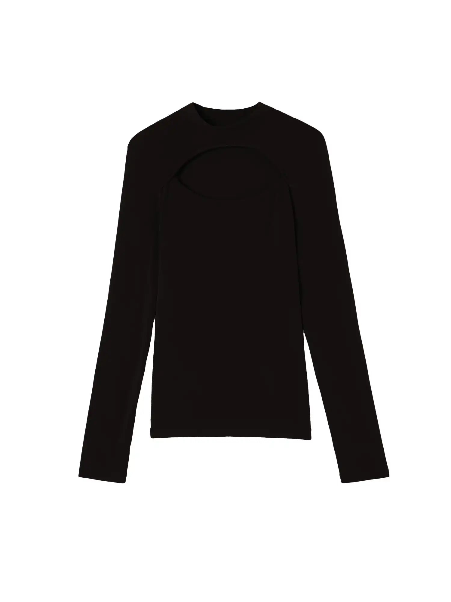 Thermal Mock Neck Hollow Chest Top