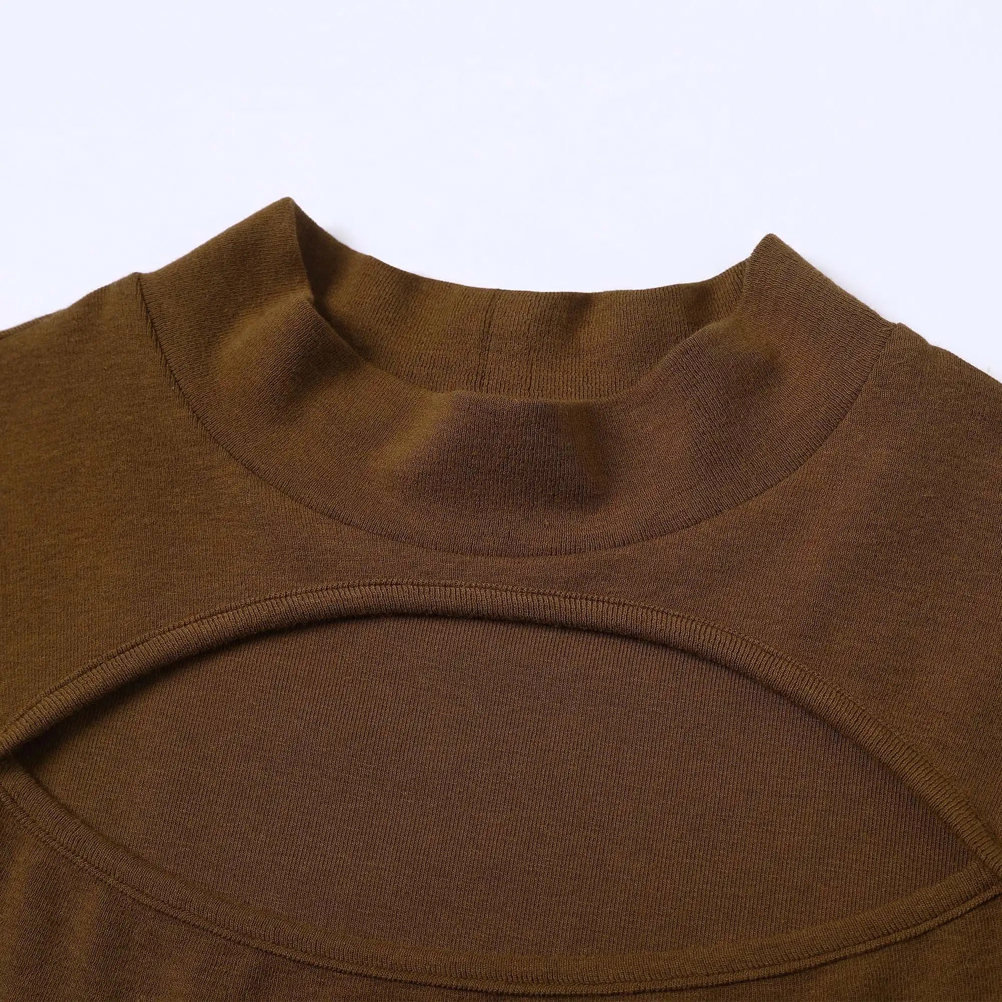 Thermal Mock Neck Hollow Chest Top