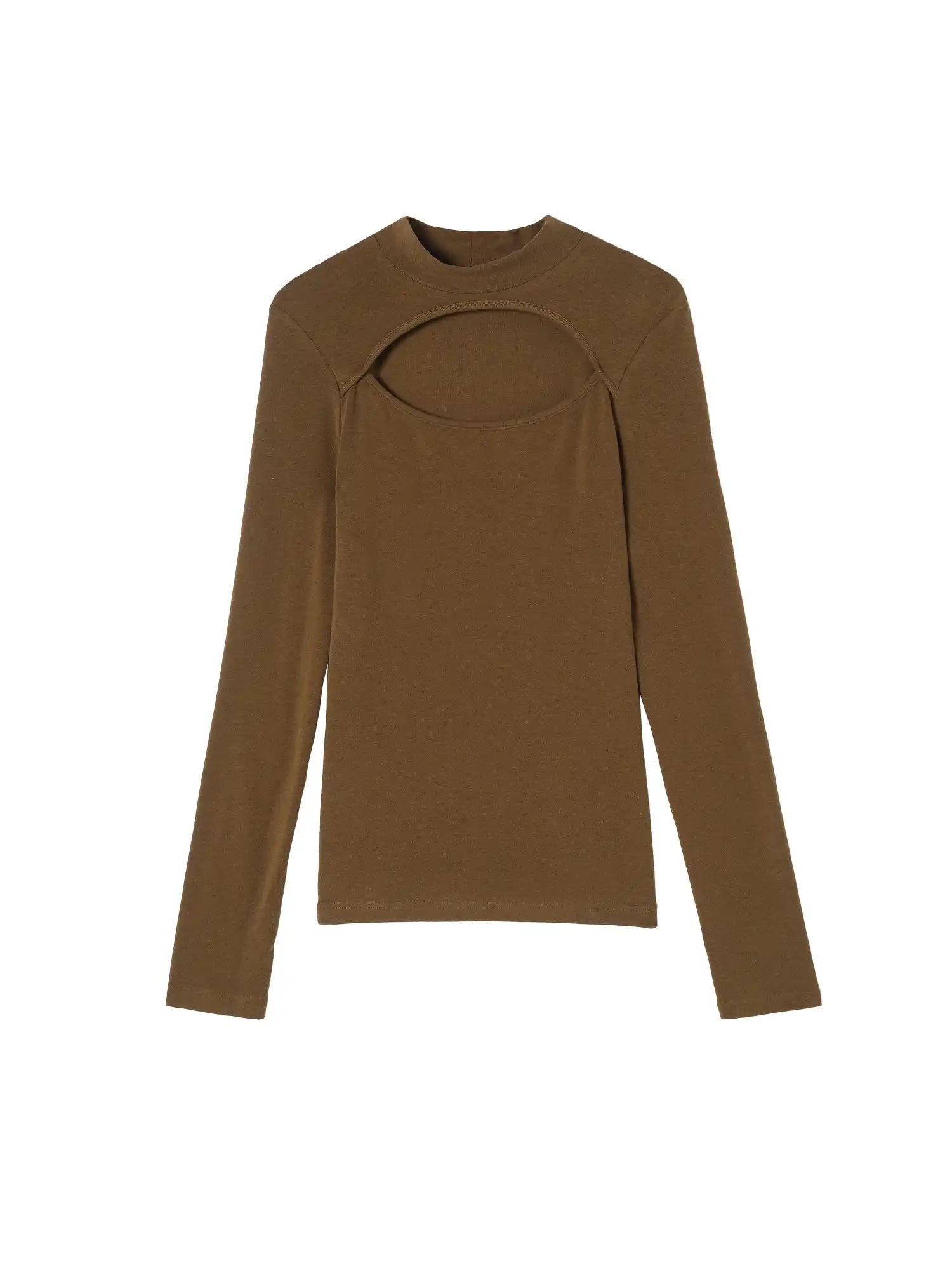 Thermal Mock Neck Hollow Chest Top