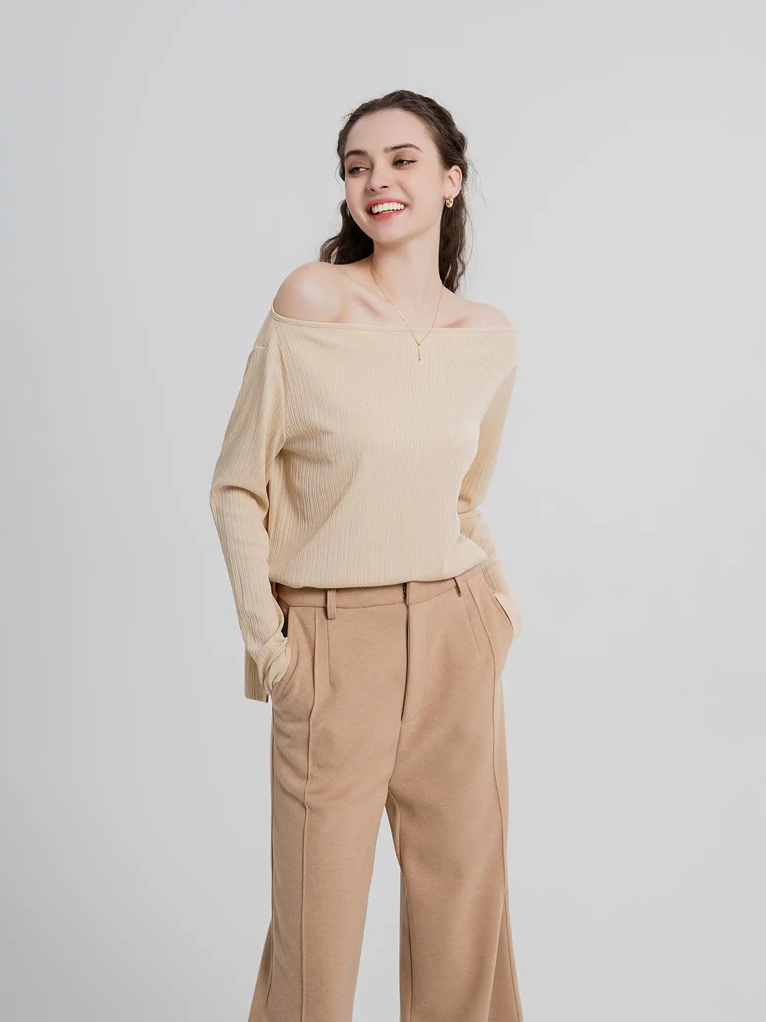 Boat Neck One Shoulder Top