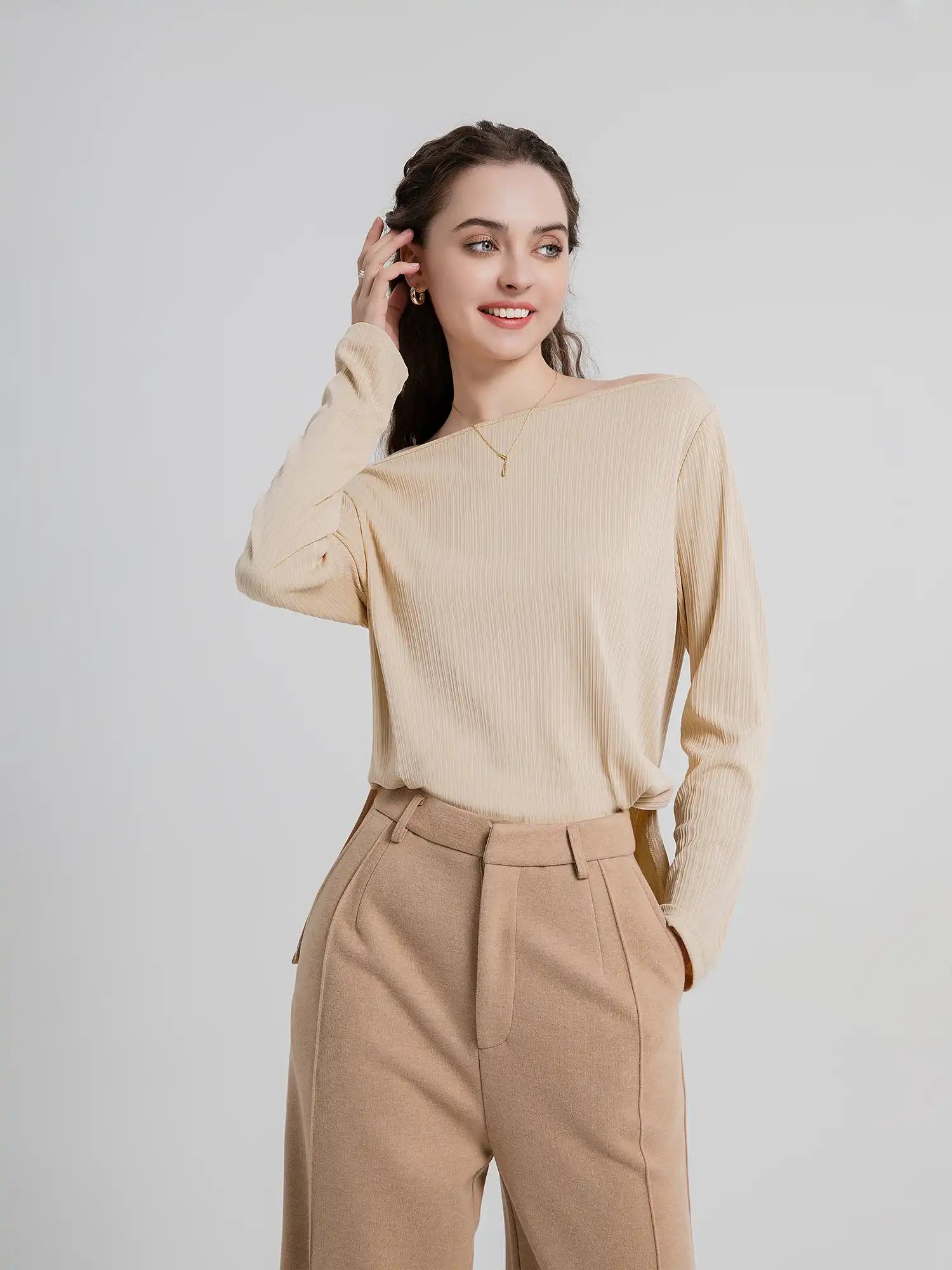 Boat Neck One Shoulder Top