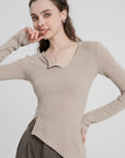 Cashmere-Like Single Lapel Irregular Cut Top