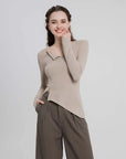 Cashmere-Like Single Lapel Irregular Cut Top