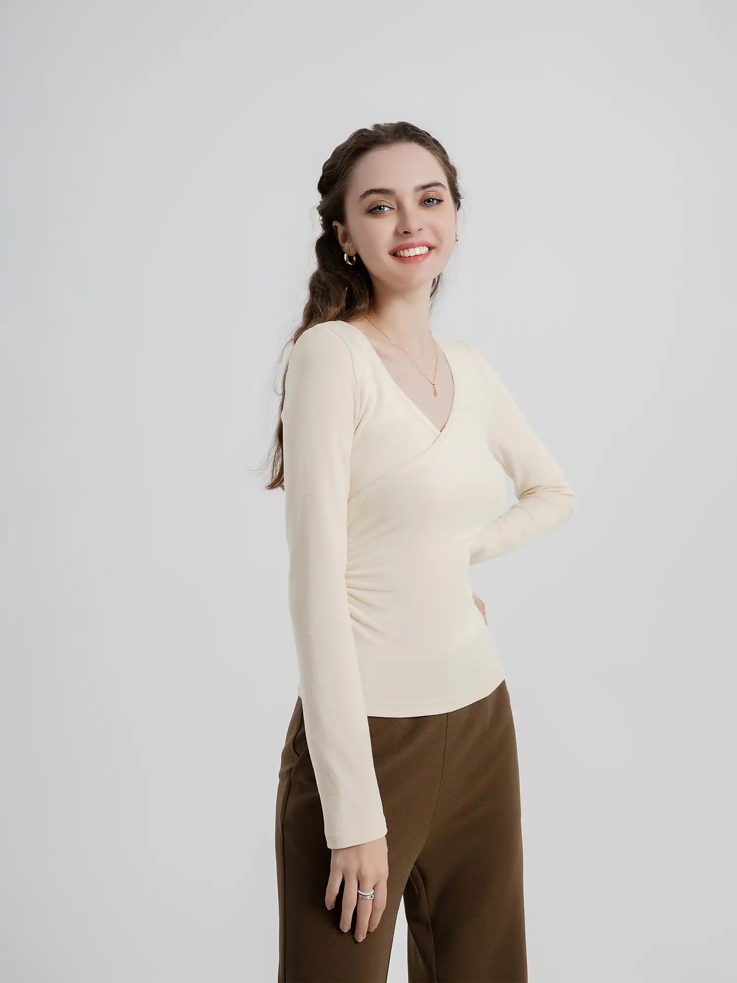 Thermal Ruched Side Slim Fit Top