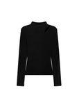 Asymmetric Cutout Mock Neck Top