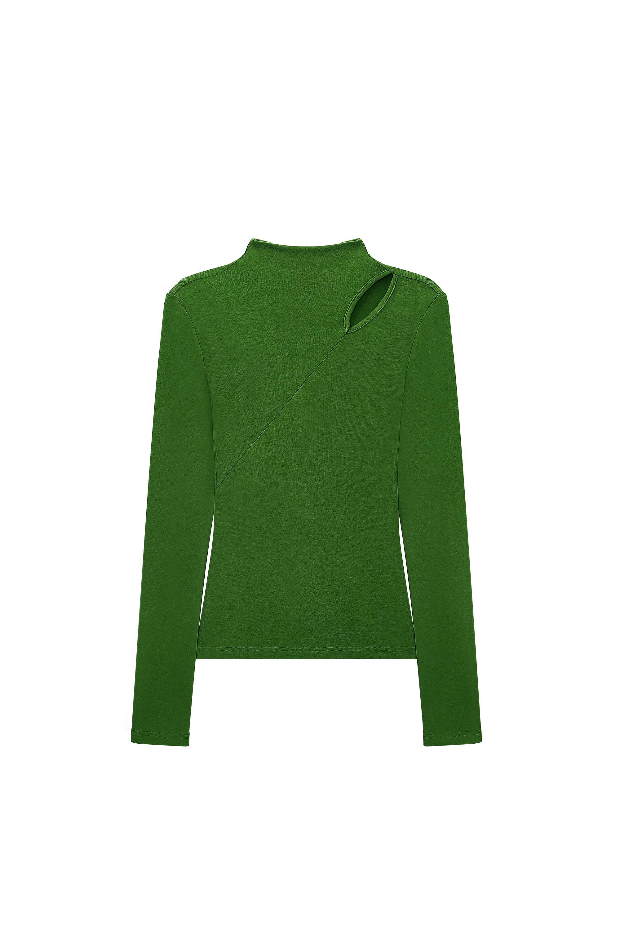 Asymmetric Cutout Mock Neck Top