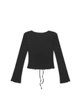 V-neck drawstring ruffled sides top