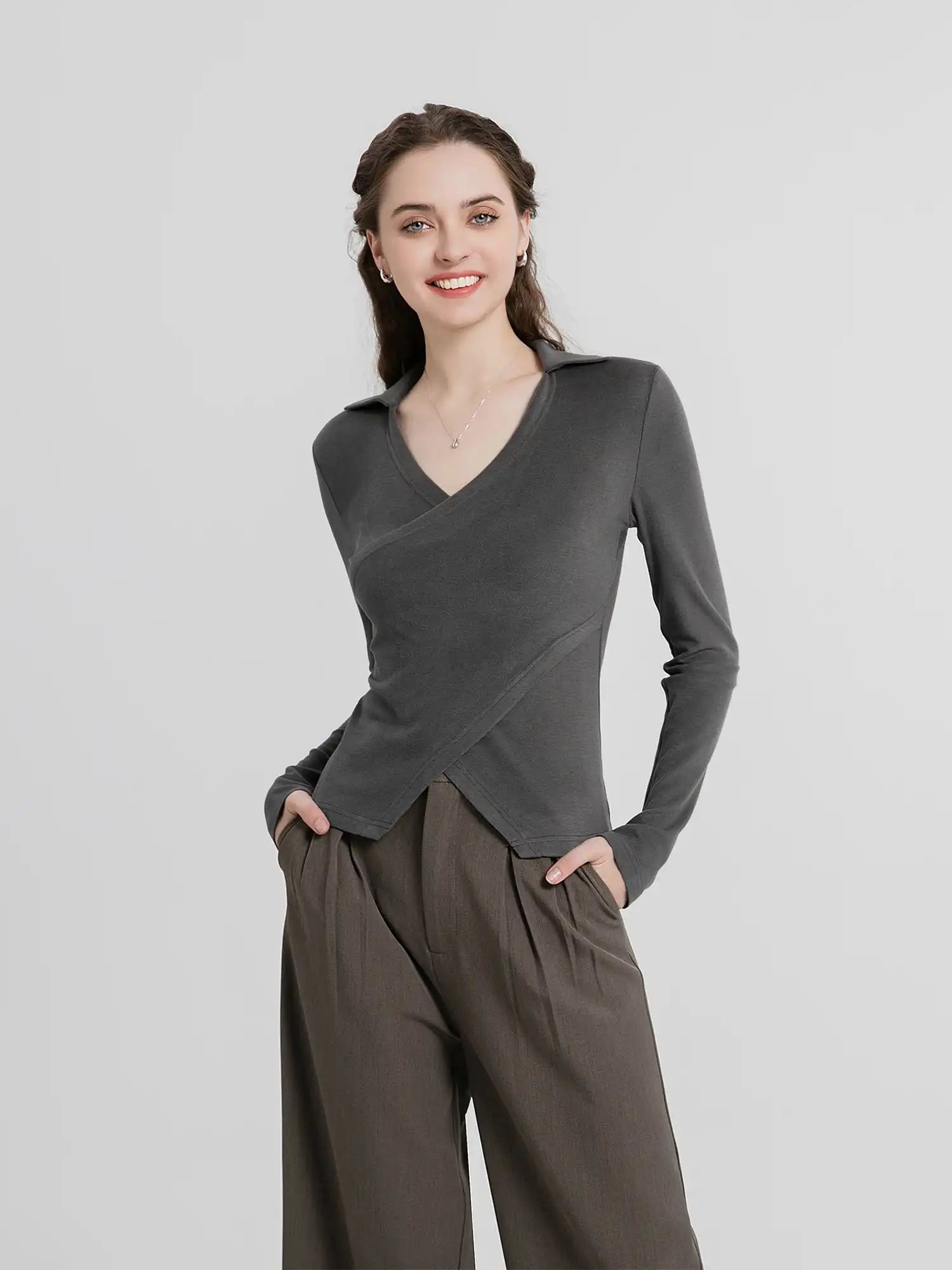 Thermal Cross V-Neck Top