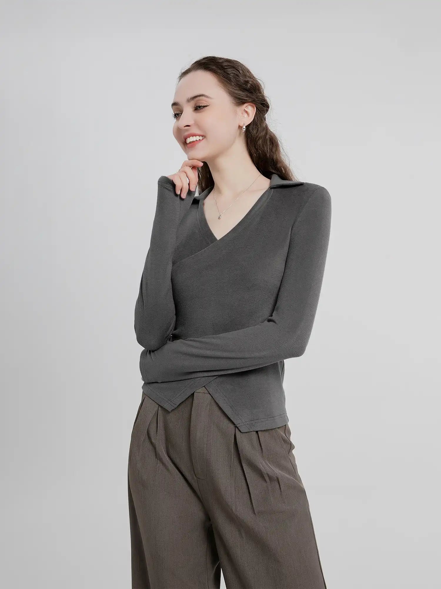 Thermal Cross V-Neck Top