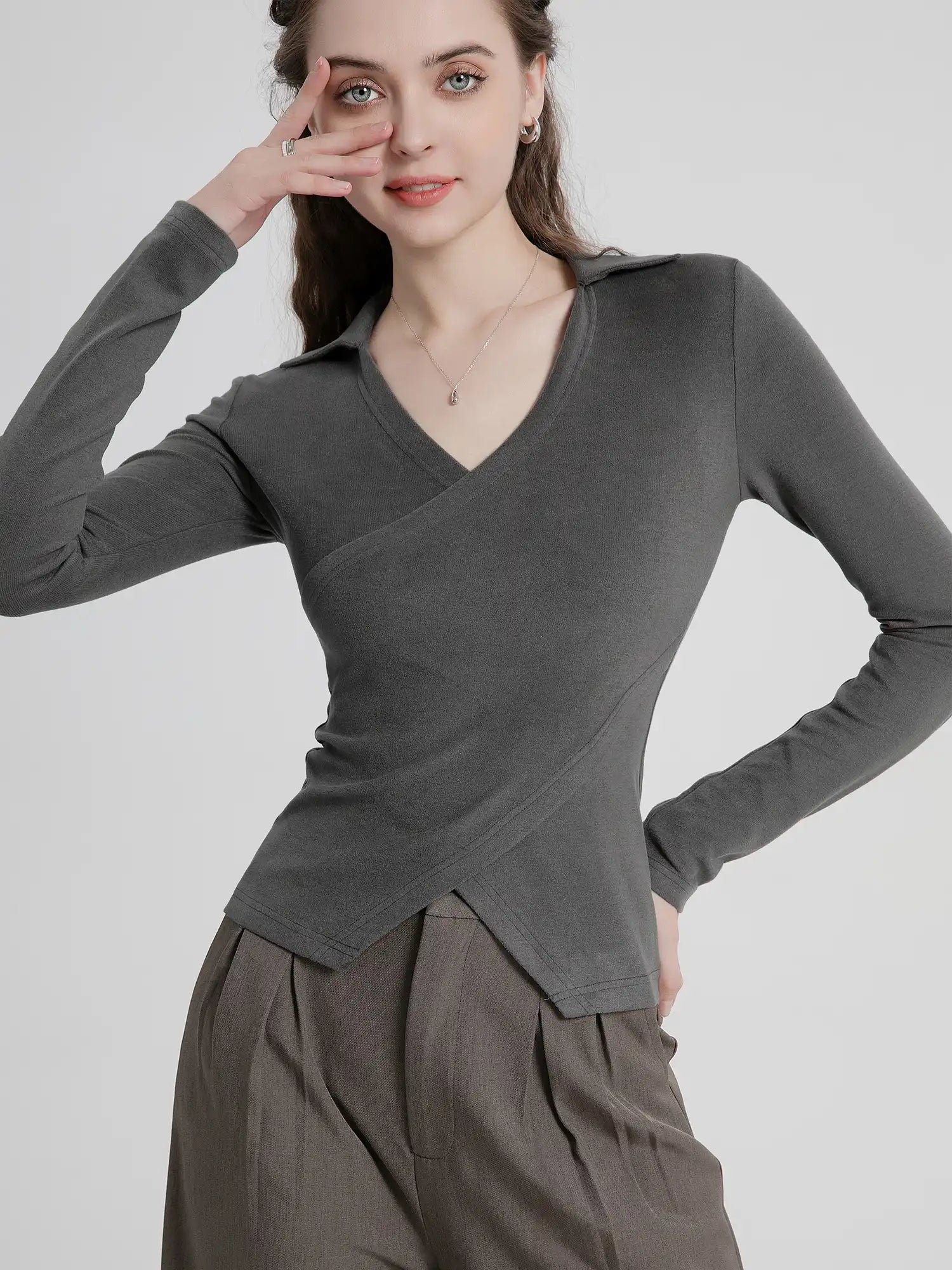 Thermal Cross V-Neck Top