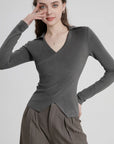 Thermal Cross V-Neck Top