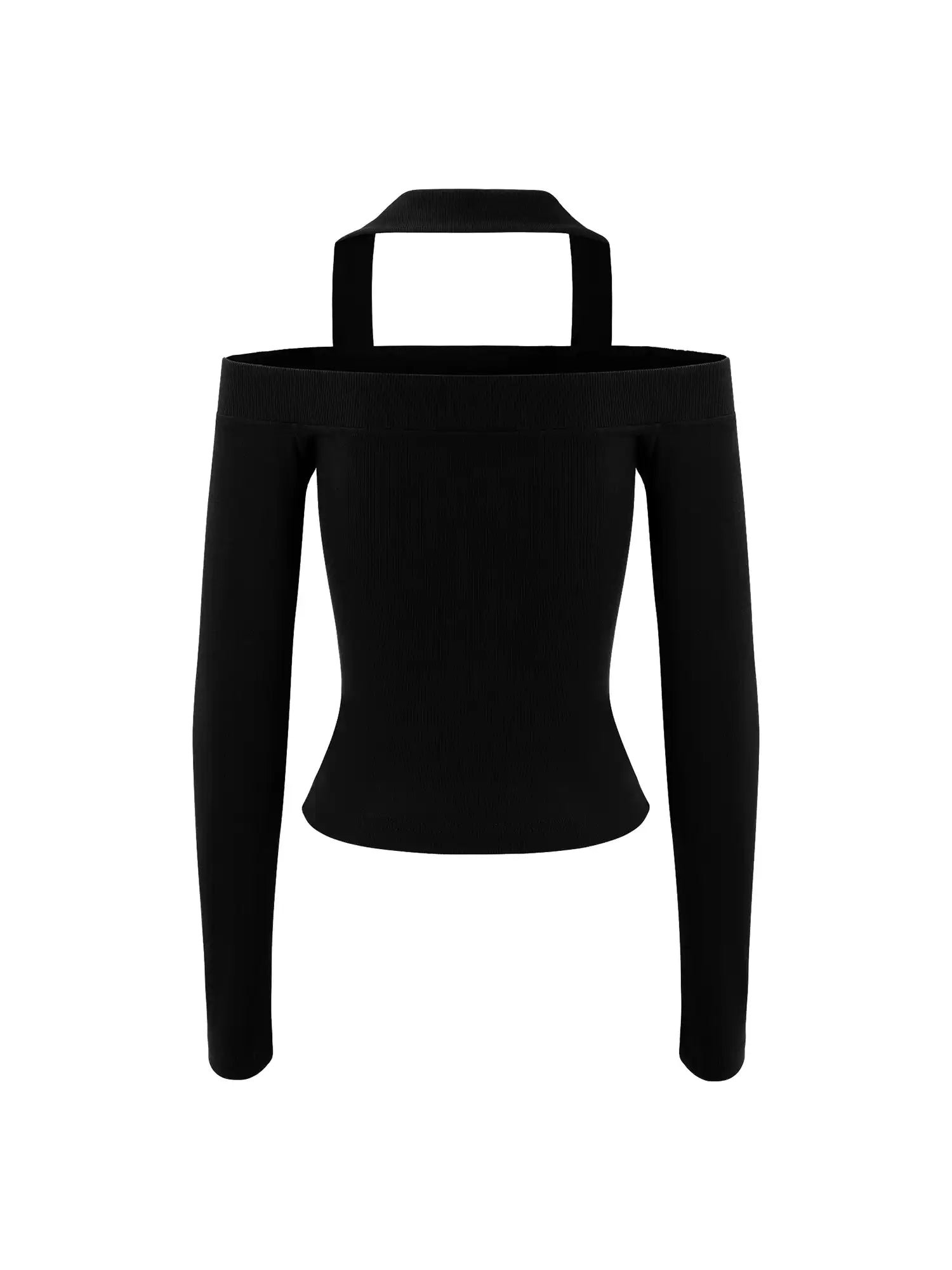 Halter Neck One Shoulder Long Sleeve Top
