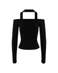 Halter Neck One Shoulder Long Sleeve Top