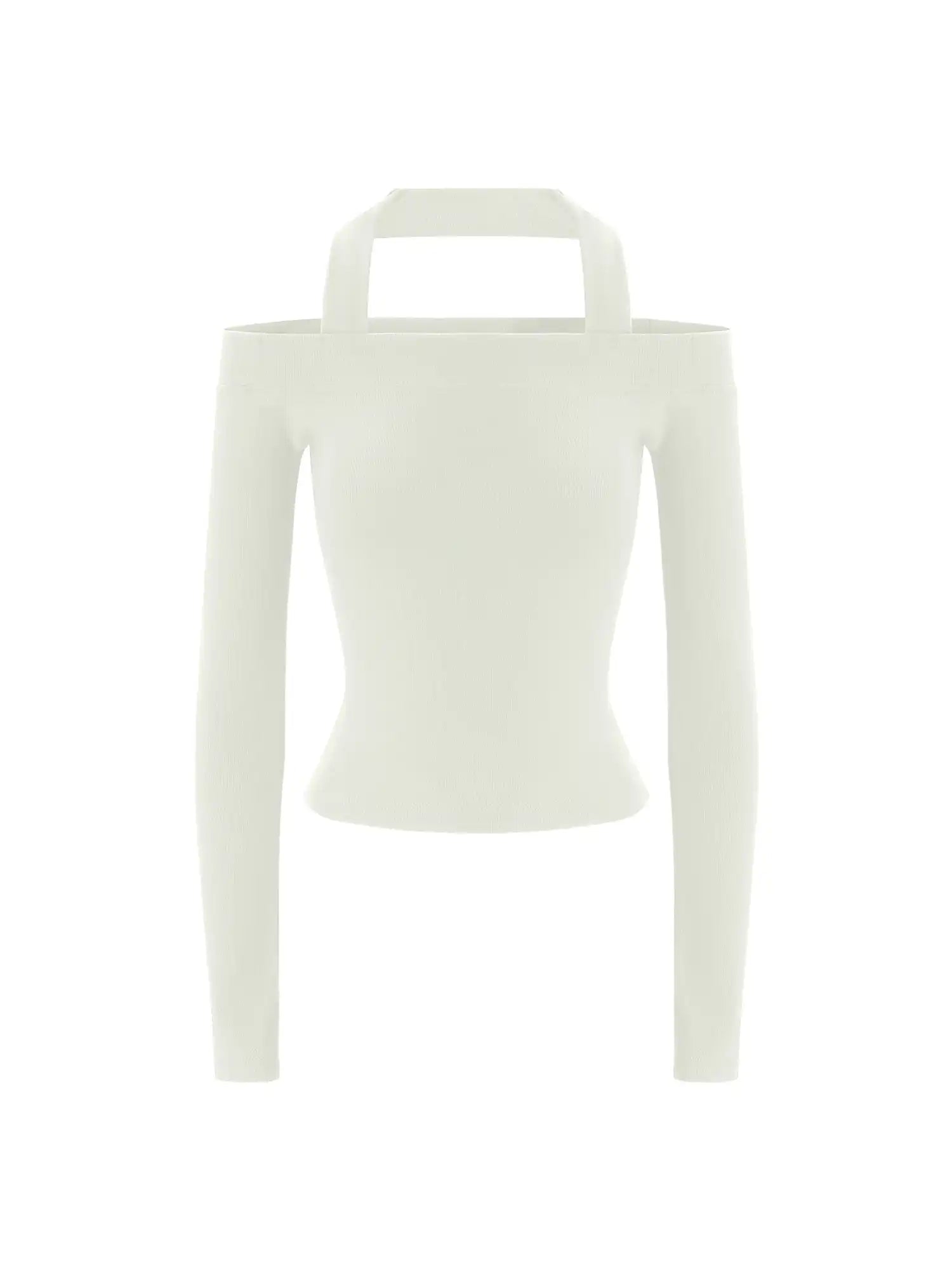 Halter Neck One Shoulder Long Sleeve Top