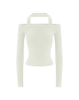 Halter Neck One Shoulder Long Sleeve Top