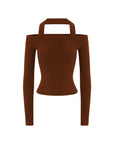 Halter Neck One Shoulder Long Sleeve Top