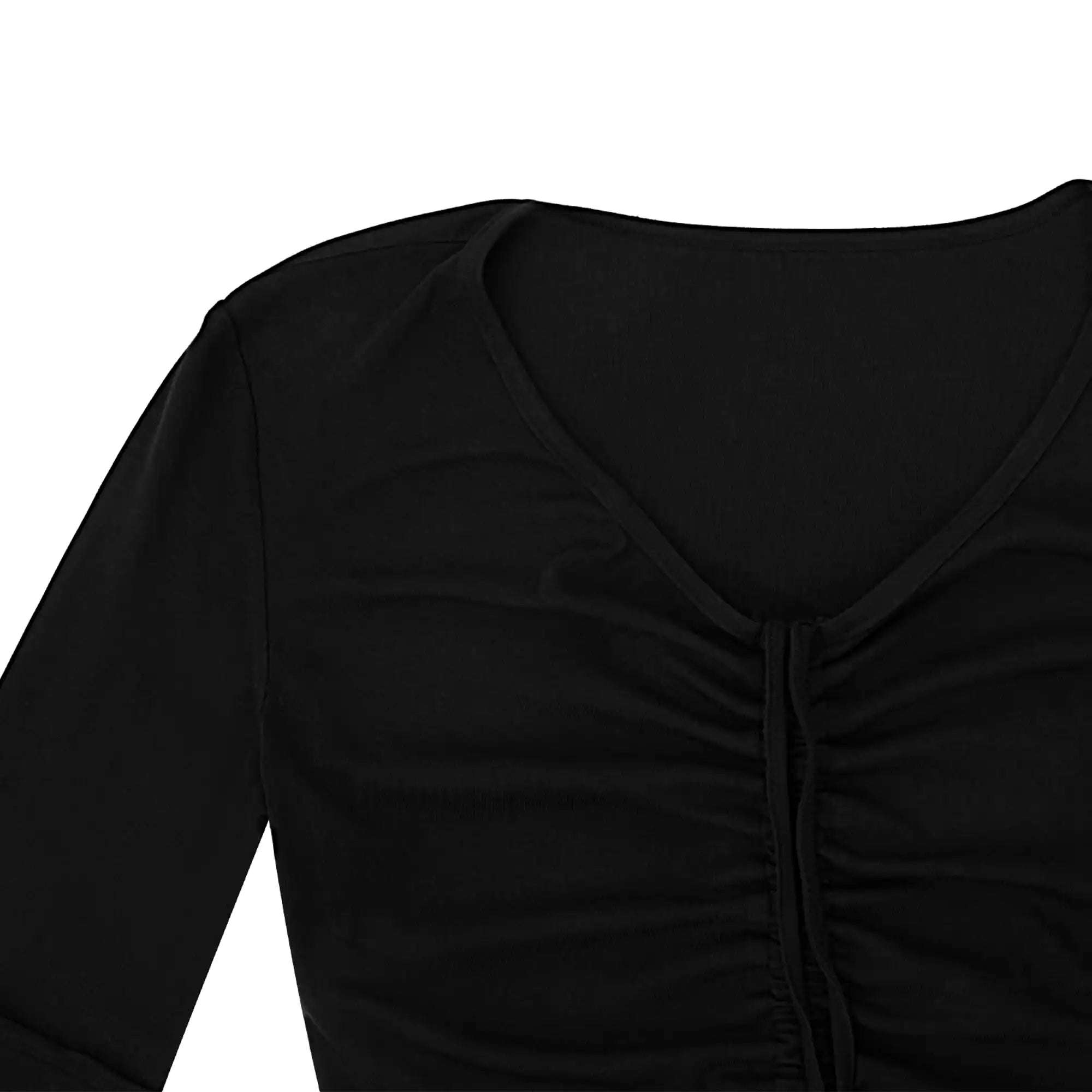 V-neck drawstring ruffled sides top