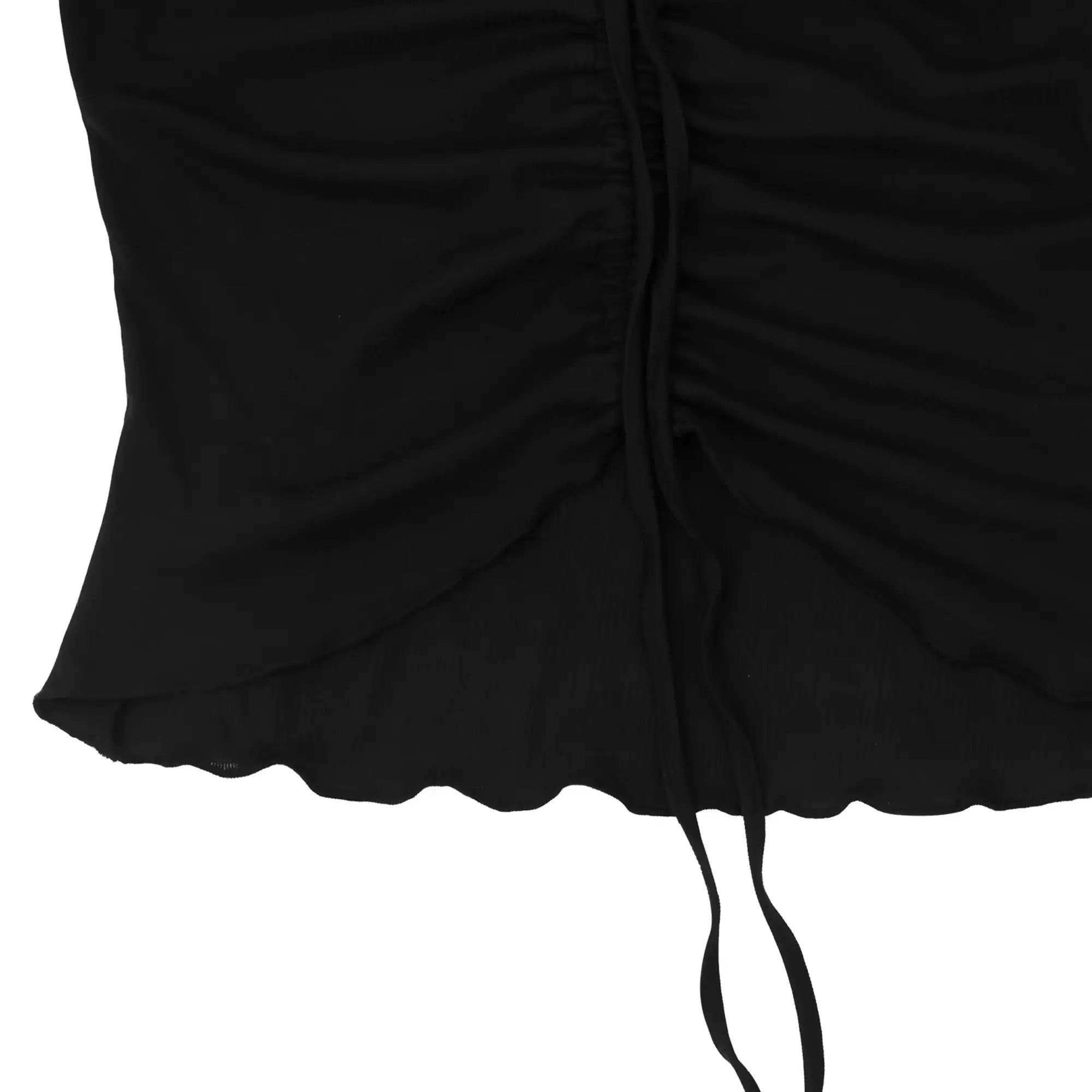 V-neck drawstring ruffled sides top