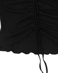 V-neck drawstring ruffled sides top